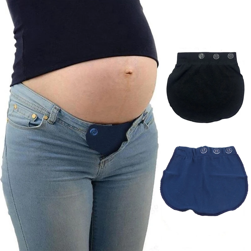 Cinturón de pretina de maternidad para mujer, pantalones elásticos ajustables suaves, alargadores de cintura, botón, pantalones sueltos para madre