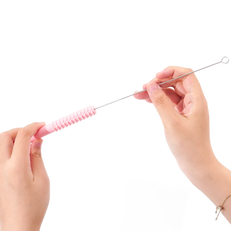 Pajitas reutilizables de silicona de grado alimenticio, pajitas rectas dobladas para beber, artículos esenciales para bebés, juguetes para masticar dientes para recién nacidos, 1 unidad - imagen 5