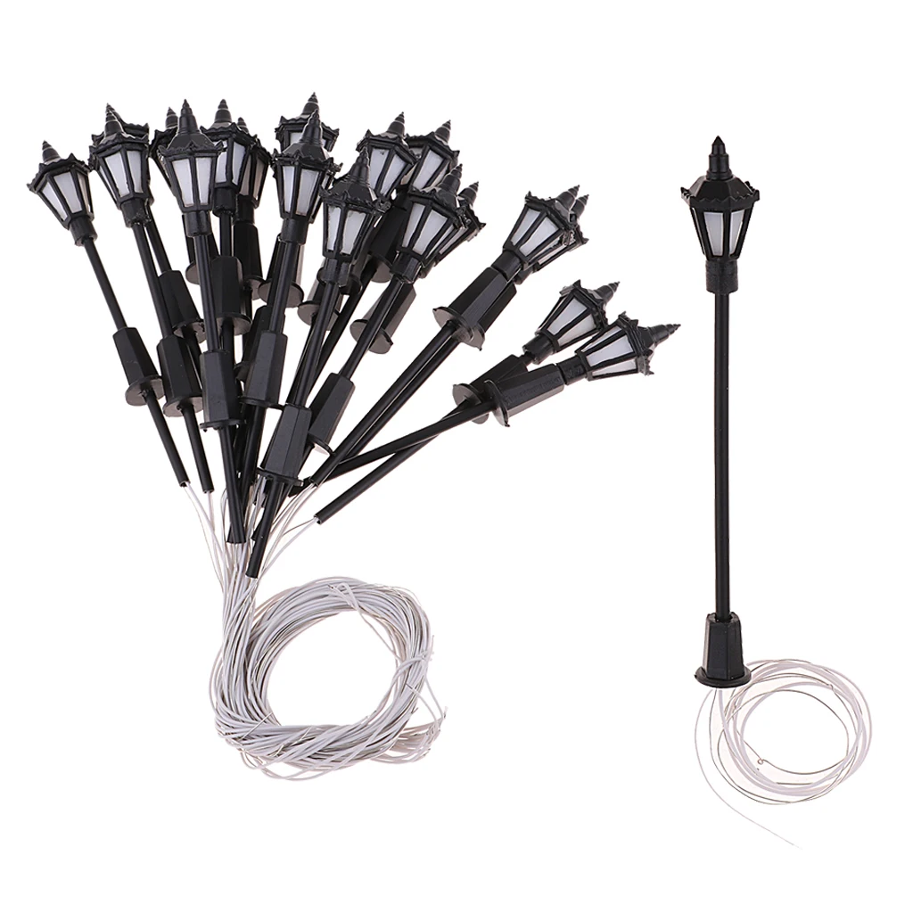 20pc Model Railway Antique Lamp Garden Street Light HO OO TT Scale 1:100 New
