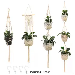 Cesta colgante macramé algodón lino