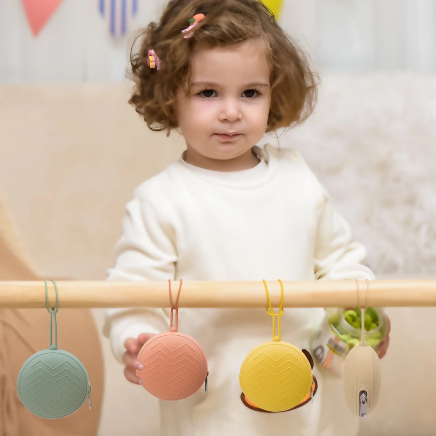 Caja de almacenamiento de silicona, bolsa de viaje para chupete de bebé, caja portátil de viaje, patrón de onda, bolsa de lápiz labial, silicona de grado alimenticio - imagen 3