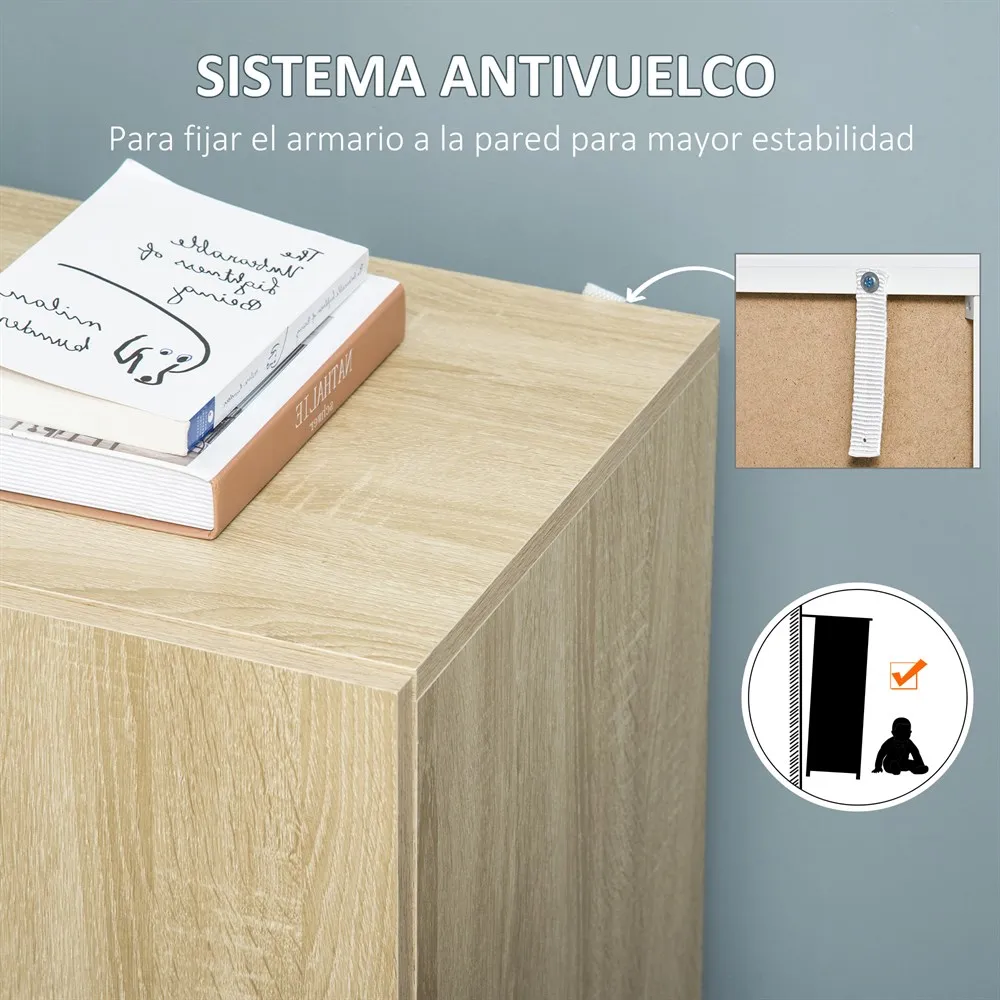 HOMCOM Aparador de Salón con 2 Puertas Armario Auxiliar con 2 Estantes para Libros Ropa Juguetes Estilo Moderno 70x39x70 cm - imagen 5