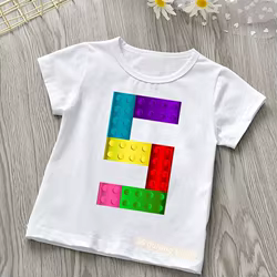 Camiseta infantil con diseño numérico en algodón suave para niños