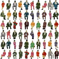 Decoraciones de casa de muñecas de Pose de colores mezclados, modelo de paisaje de tren, pasajeros de construcción, personaje de bricolaje, figuras de personas sentadas, 1:87