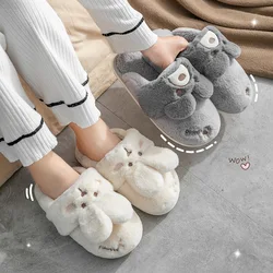Zapatillas de interior de felpa para casa, dibujos de conejo y oso