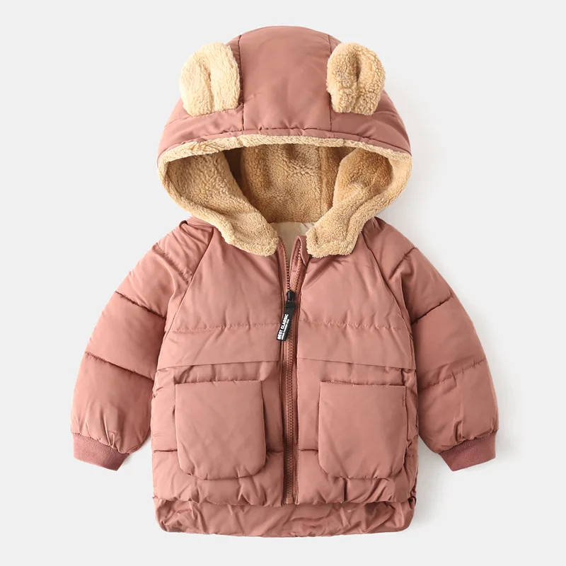 Abrigo de invierno para niñas, ropa de invierno para niñas pequeñas, Parka gruesa de terciopelo, chaqueta con capucha de algodón para niñas y niños - imagen 3