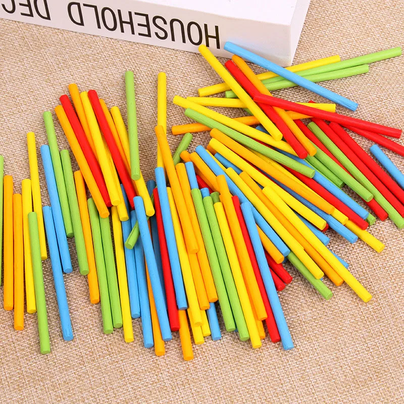 100 unids/set palos de conteo de bambú coloridos matemáticas enseñanza Montessori varilla de conteo niños preescolar juguete de aprendizaje de matemáticas
