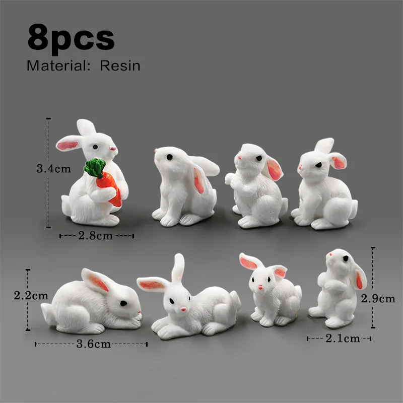 8pcs White Rabbit