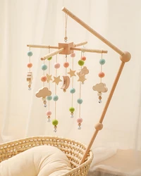 Móvil madera cuna Luna y nubes – Sonajero desarrollo bebé
