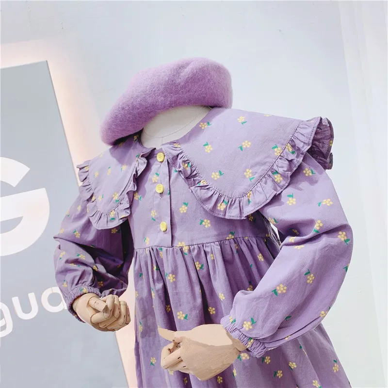 Primavera otoño bebé niña lindo vestido con estampado Floral niños moda vestido de fiesta niños ropa infantil - imagen 4