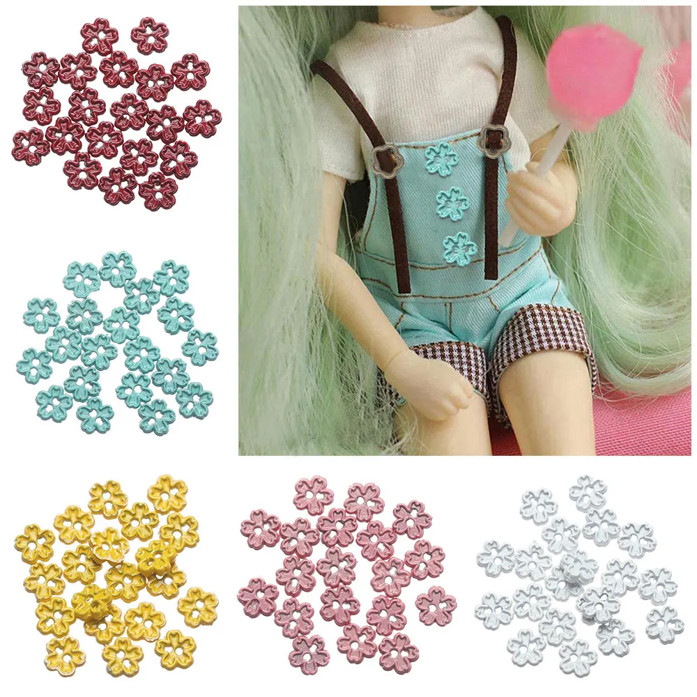 Mini botones con forma de flor para ropa de muñeca, hebillas de Metal para ropa, juguetes de peluche, Material de costura DIY, accesorios para muñecas, 4mm, 20 piezas - imagen 3