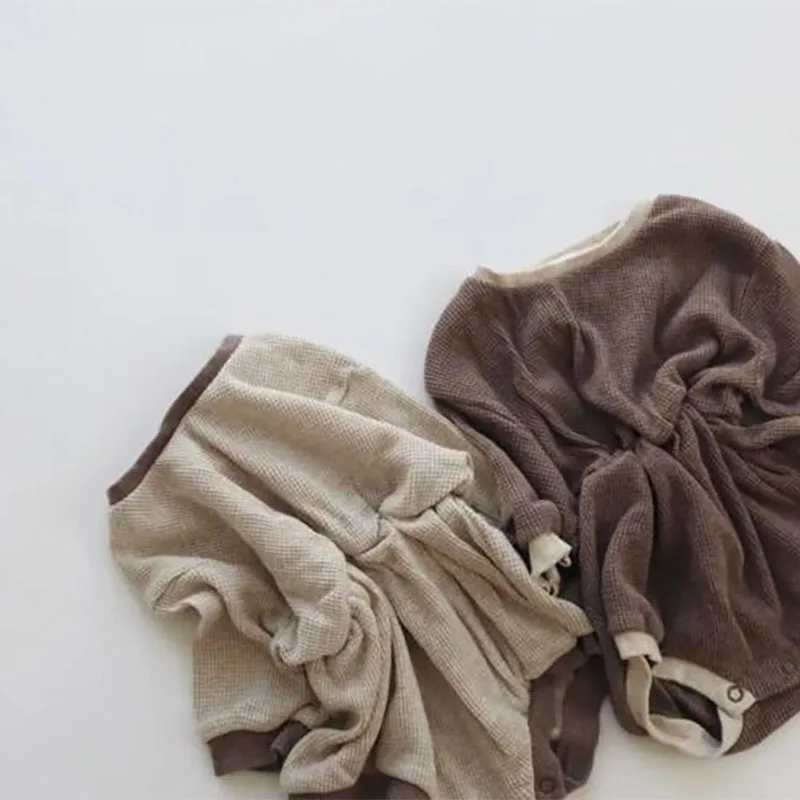 Body Punto Bebé Traje Una Pieza Manga Larga Color Liso - imagen 4