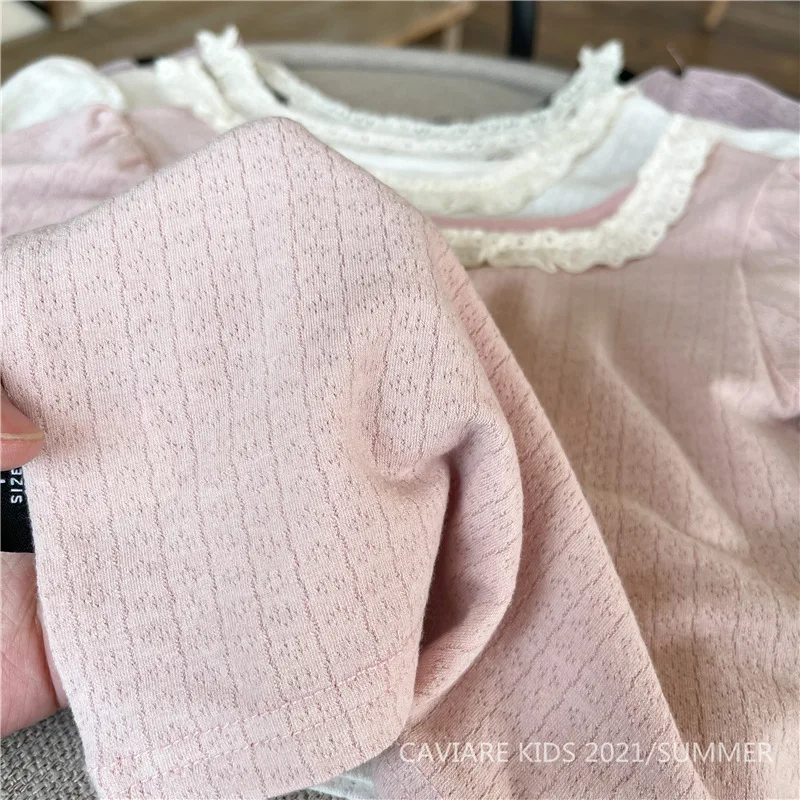 Camisa de algodón con encaje para niña verano - imagen 3