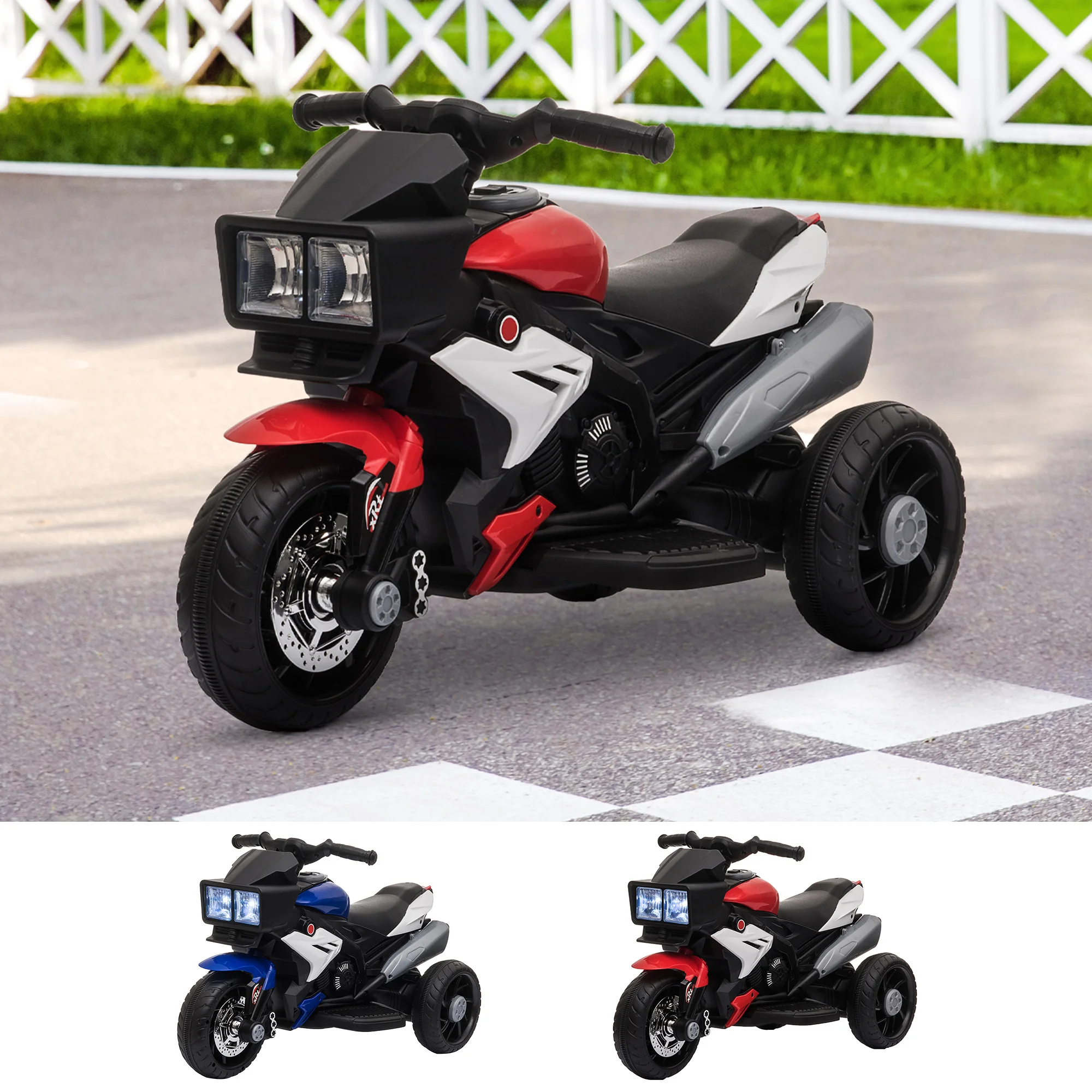 HOMCOM Moto Eléctrica Infantil con 3 Ruedas para +3 Años Triciclo con Pedal para Niños Batería 6V con Luces Música 86x42x52 cm - imagen 2