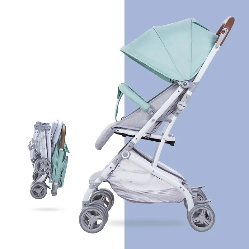 LazyChild-cochecito plegable portátil para niños, carrito para sentarse y acostarse, asiento reclinable, cuatro ruedas, 2023