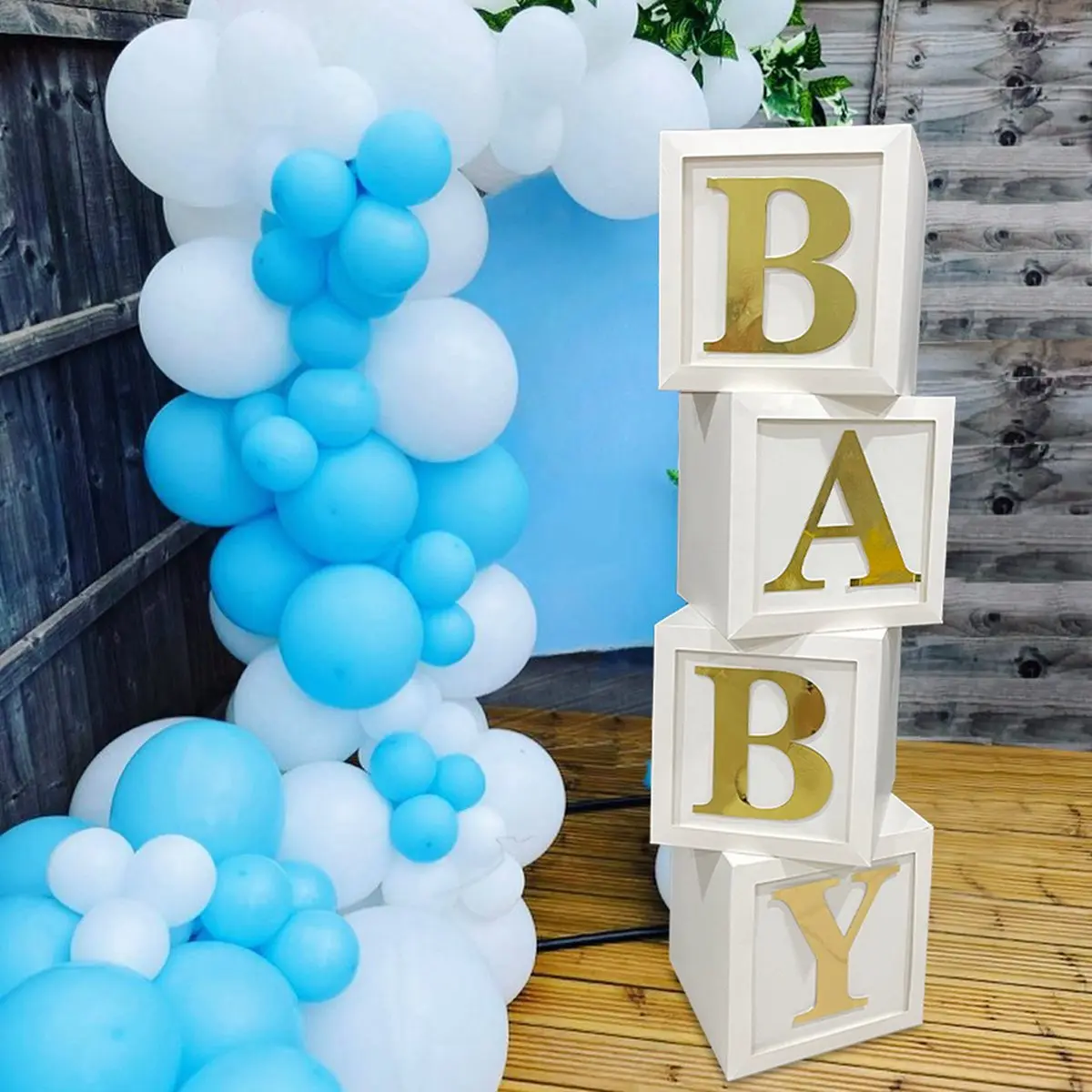 Caja estereoscópica cuadrada blanca para Baby Shower, decoración para fiesta de primer cumpleaños, niño y niña, globo transparente - imagen 5