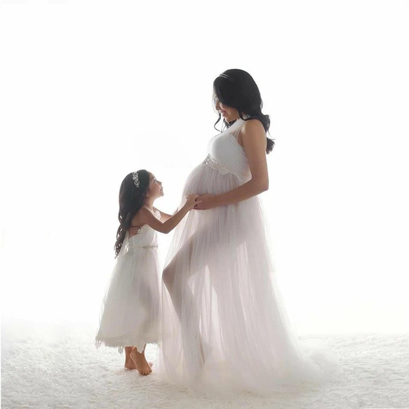 Vestido de maternidad de tul para sesión de fotos – Largo elegante - imagen 4