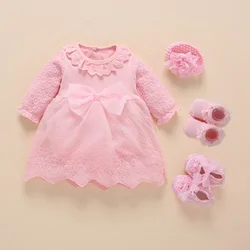 Ropa para niña recién nacida, Vestidos 2019, vestido de bautizo para niña, Vestidos de bautismo blancos de princesa de algodón para bebé de 3, 6, 9 meses