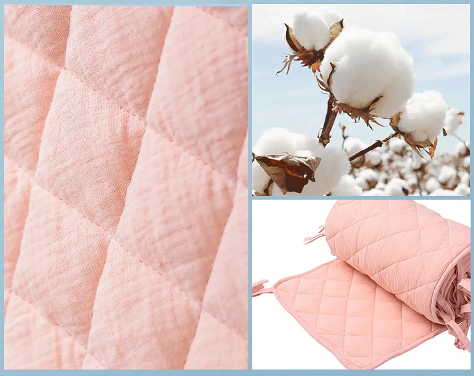 Parachoques beige cuna - Vista cercana textura algodón