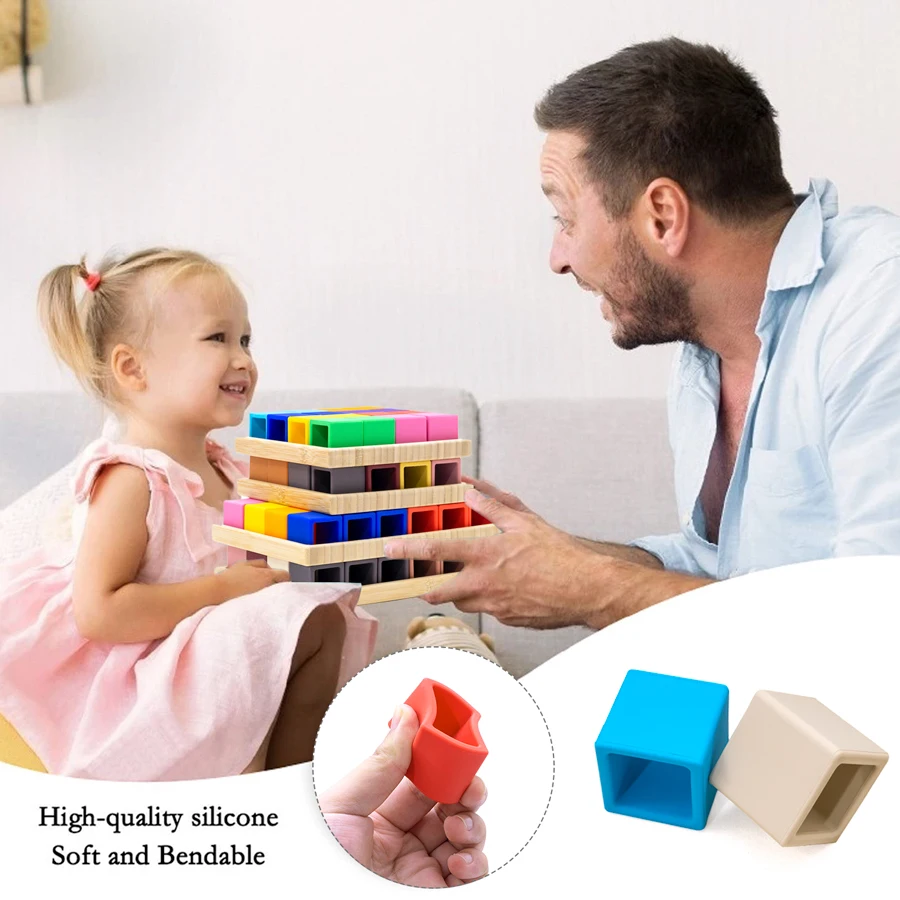 Bloques de construcción de silicona suave, modelo educativo, juego gráfico de colores, juguete de apilamiento, rompecabezas Montessori - imagen 5