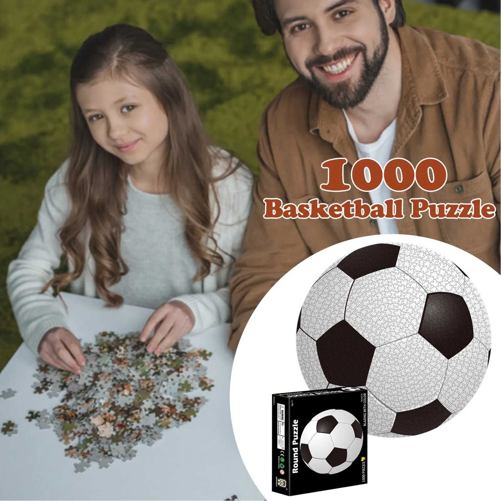 Adult 1000 Piece Football Puzzle Round 3D Puzzle Cartoon Plane Jigsaw Toy for Children - imagen 5
