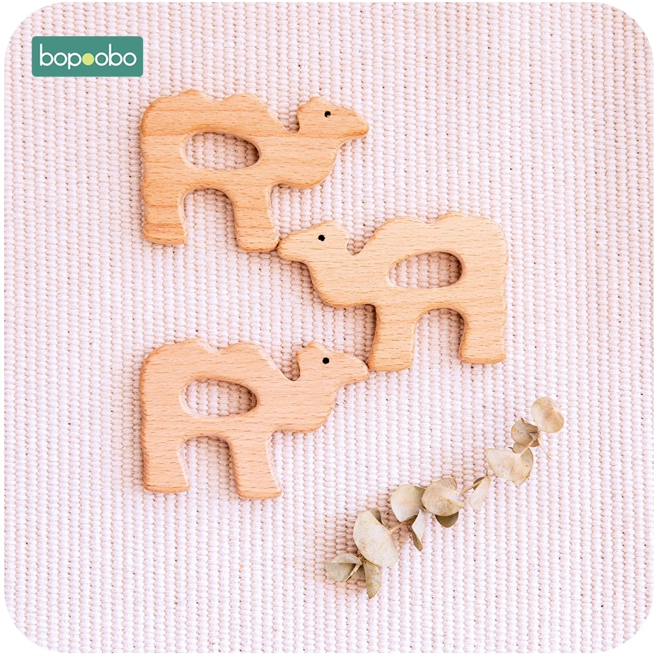 Bopoobo 1pc juguetes de bebé mordedor de madera Animal dentición para el nuevo juego de gimnasio accesorios Diy colgante Chewable varilla pequeña la dentición - imagen 4