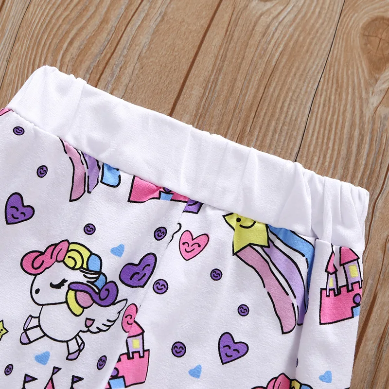 Conjunto de ropa para niña recién nacida, camiseta de unicornio a la moda de primavera 2025, pantalones de Castillo de estrellas y sombrero turbante, conjunto de ropa de algodón para niña - imagen 5