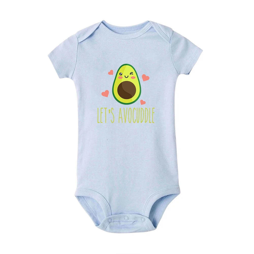 Let's Avocuddle-body de verano para bebé, pelele de manga corta a la moda, bonito y divertido estampado de aguacate, Ropa Neutral de género para bebé - imagen 4