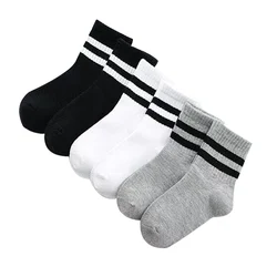 Calcetines rayados de algodón para niños - Cómodos primavera y otoño