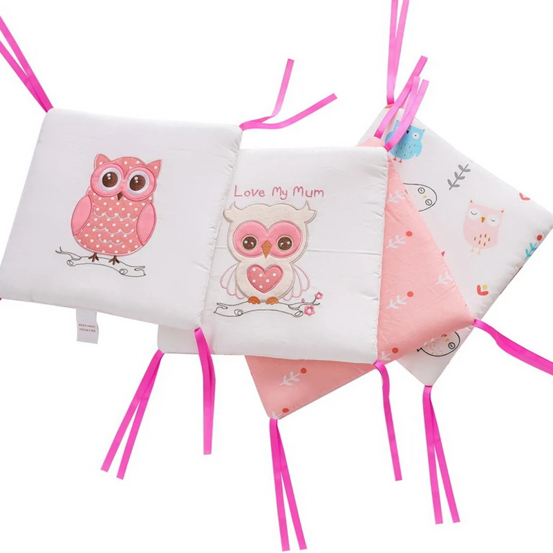 Cojín para parachoques de cuna para cama de bebé, almohadilla de protección de seguridad suave, respaldo de cama para niños, dibujos animados de algodón, 6 unids/set - imagen 5