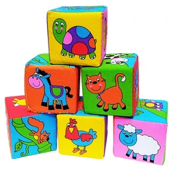 Bebé  Ropa  Bloques  Juguetes,  Cubos Educativos de Juguete,  Tela Suave Edificio Sonajero Bloques Set,  Puzzle Cubo Mágico Juguetes, Para Niños de 0-12 Meses