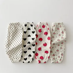 Pantalones de lino estampado dulce para niñas bebés – Casuales verano