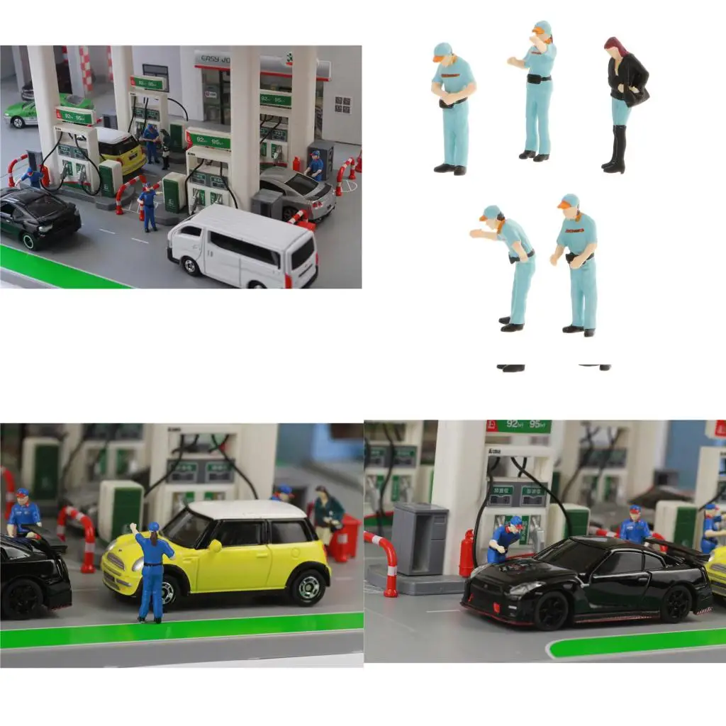 MagiDeal 1:64 Hand Painted Figures Gas Station Worker Figurine Doll Toys Diorama