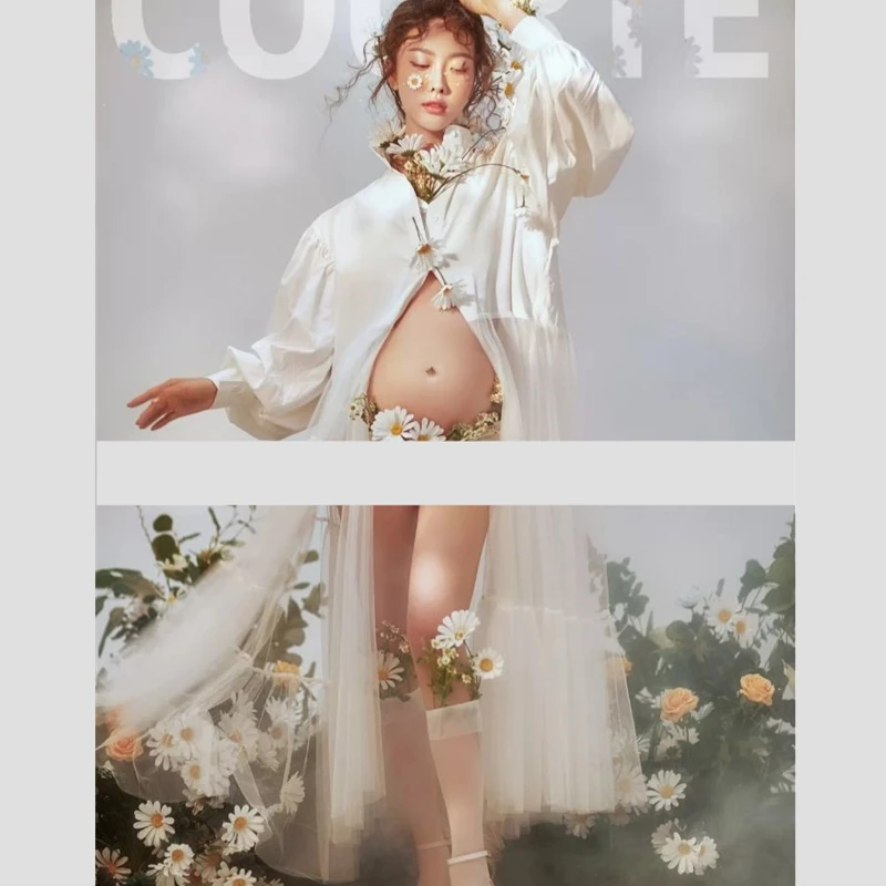 Accesorios de fotografía para mujer, camiseta de malla blanca, perspectiva Mori, vestidos de maternidad, vestido de embarazo, sesiones de estudio, accesorios para fotos - imagen 5