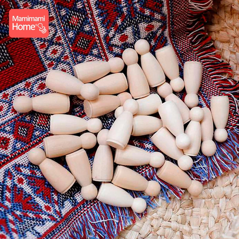 Muñecas de clavija de madera para hombres y mujeres, 10 piezas, 55mm, familia, decoración de habitación de niños, logotipo de nombre personalizado, hecho a mano, artículos para niños, juguete