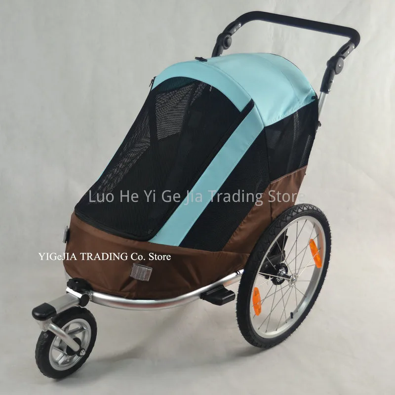 Remolque de bicicleta con rueda inflable de 20 pulgadas, remolque multideporte, cochecito de bebé/jogger con mango ajustable - imagen 2