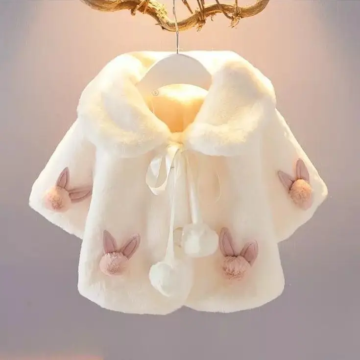 Poncho para bebé niña de piel sintética – Abrigo otoñal - imagen 2