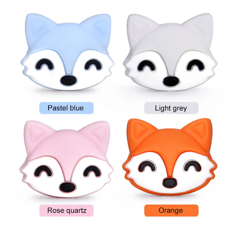 LOFCA, 5 uds., cuentas de silicona para dentición de bebé, zorro, bricolaje, juguete para roedores de silicona de calidad alimentaria, accesorios de regalo para enfermera, cuentas de silicona sin BPA - imagen 4