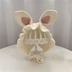 Gorro invierno bebé niña en tejido cálido con protección oídos