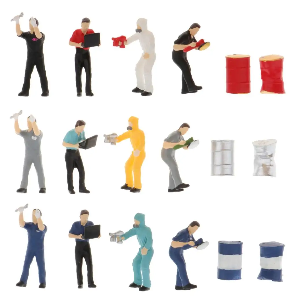 1Set 1/64 Hand Painted Model Tiny People Repairman Worker Character Doll Toys Building Scenery Accessory Table Decor