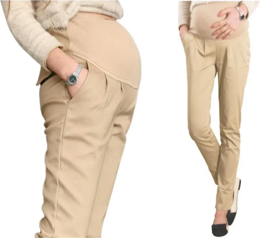 Pantalones de algodón de maternidad para mujeres embarazadas, cómodos Pantalones de embarazo, cintura elástica, Ropa de Pantalones Gestante