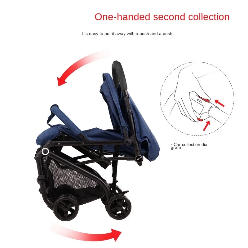 LazyChild-cochecito plegable portátil para niños, carrito para sentarse y acostarse, asiento reclinable, cuatro ruedas, 2023 - imagen 5