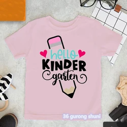 Camiseta Hello Kindergarten primer día de cole para niña