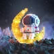 astronaut with light