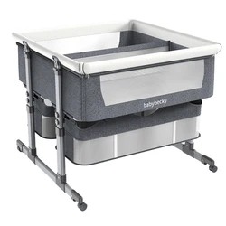 Cuna para gemelos, moisés para 2 niños, cuna para bebés de altura ajustable con ruedas y malla de flujo de aire