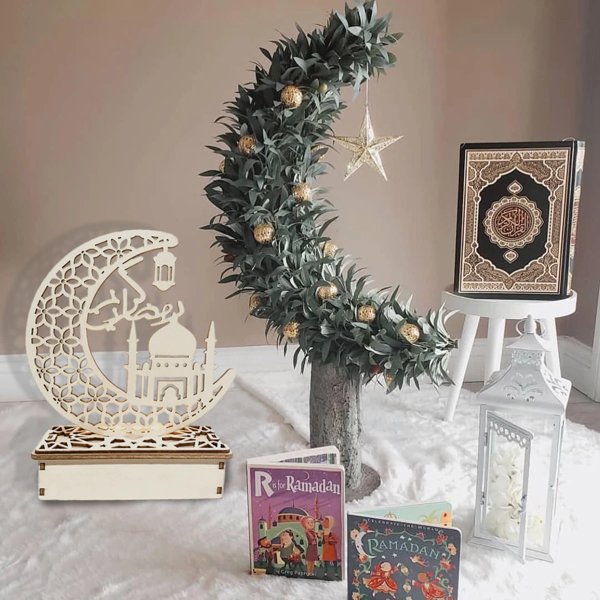 2025 EID Mubarak colgante de madera decoración de Ramadán para el hogar decoración de fiesta musulmana islámica regalos EID Abaya AL Adha Kareem regalos - imagen 3