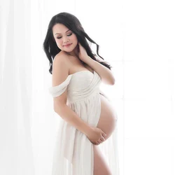 Vestido de maternidad gasa hombros descubiertos – Maxi encaje