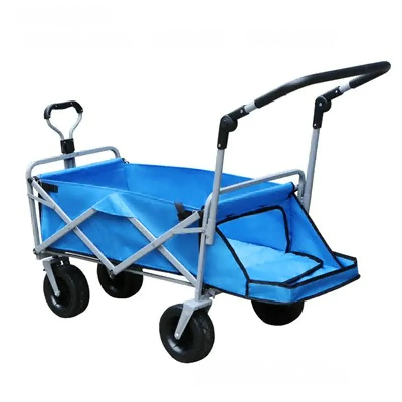 Carro de comestibles extendido plegable, carro de playa de utilidad resistente al aire libre con ruedas anchas para todo terreno