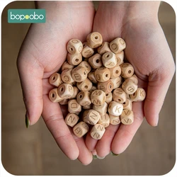 Bopoobo: Cuentas de madera con letras para denticion y manualidades