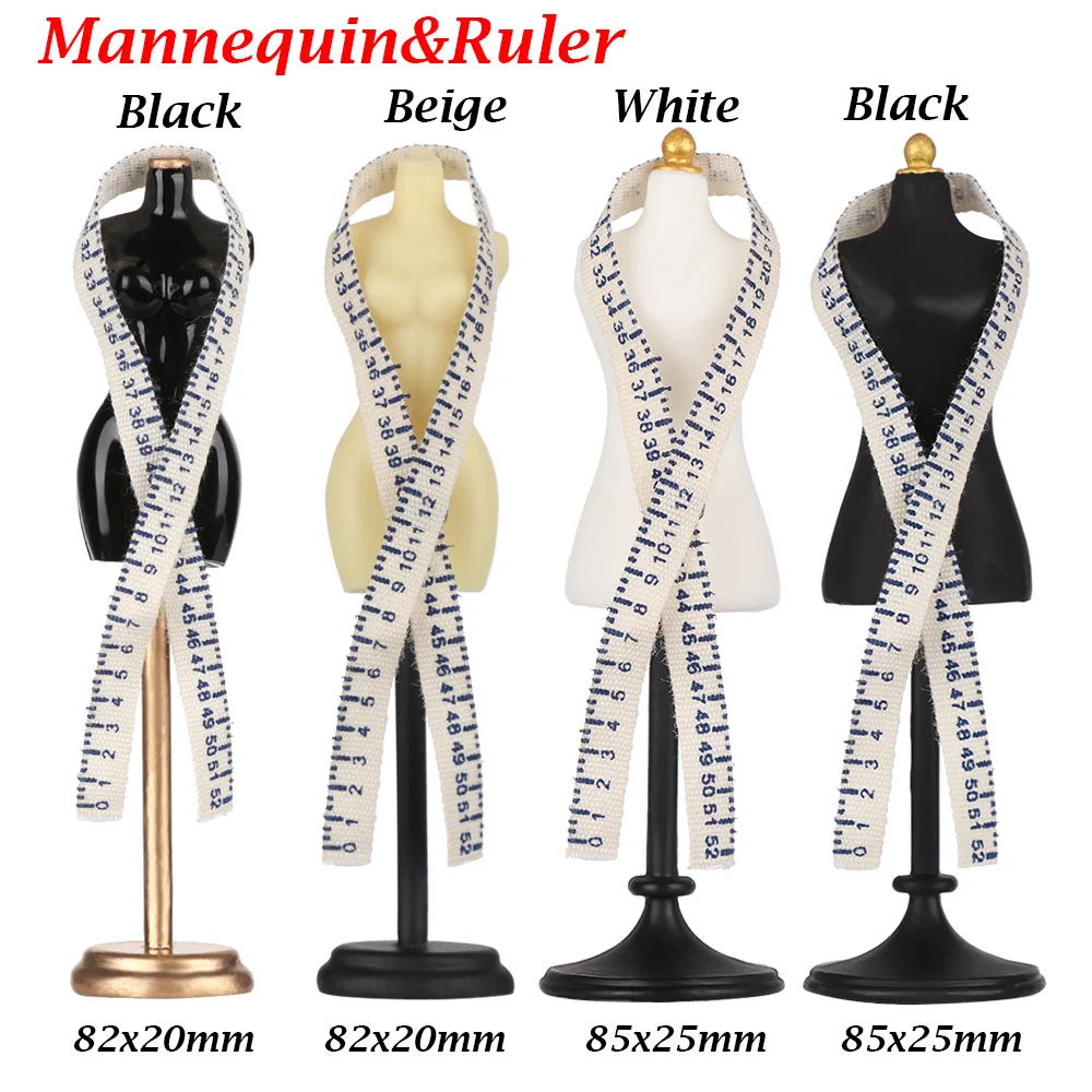 Mini juego de regla de maniquí para casa de muñecas, vestido de noche, simulación de modelo humanoide, accesorios en miniatura, juguetes para niños, 1/12 - imagen 5